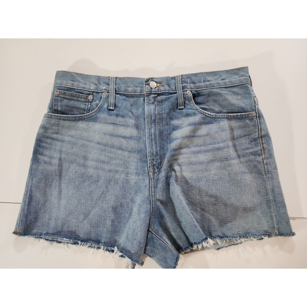 Madewell The Perfect Jean Short 32 Bowman High Waist Frayed Cut Off Denim Shorts